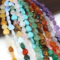 new 16pcs natural agates stone beads heart shape yellow jade rose quartzs beaded fit jewelry bracelets necklaces accessories