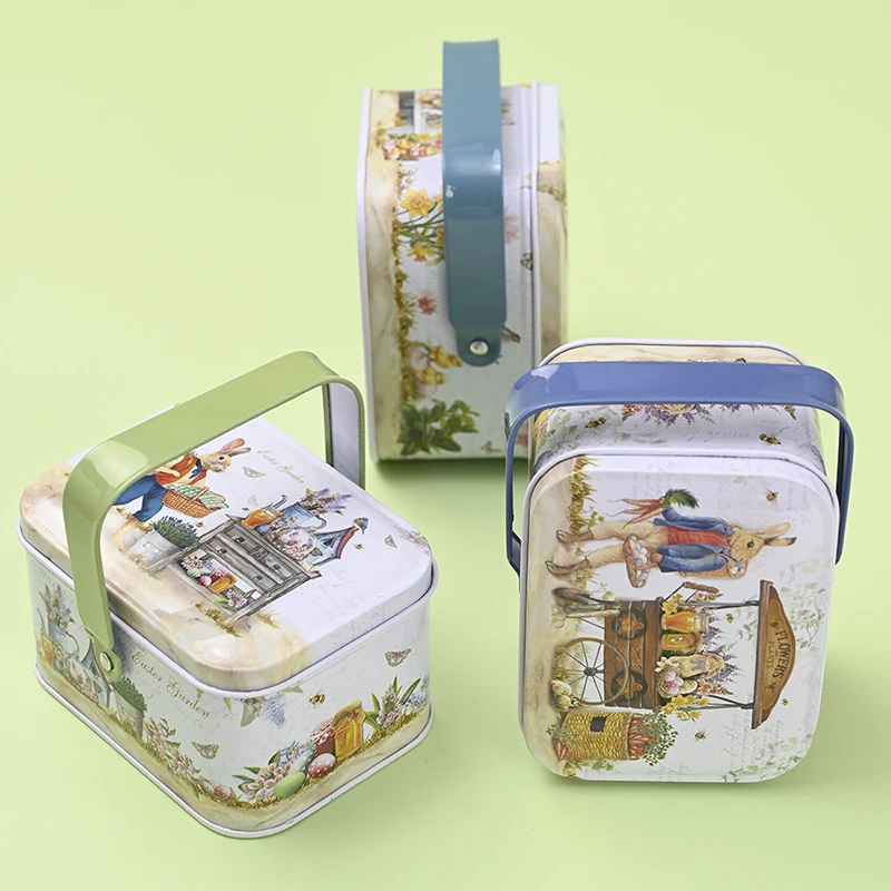 

Easter Treat Gift Boxes Biscuit Cookie Portable Iron Candy Box Birthday Kids Boxes for Valentine's Day Happy Easter Party Favors