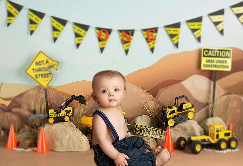 

Mehofond 1st Birthday Photography Background Construction Zone Birthday Party Baby Shower Child Decor Backdrop Photo Studio
