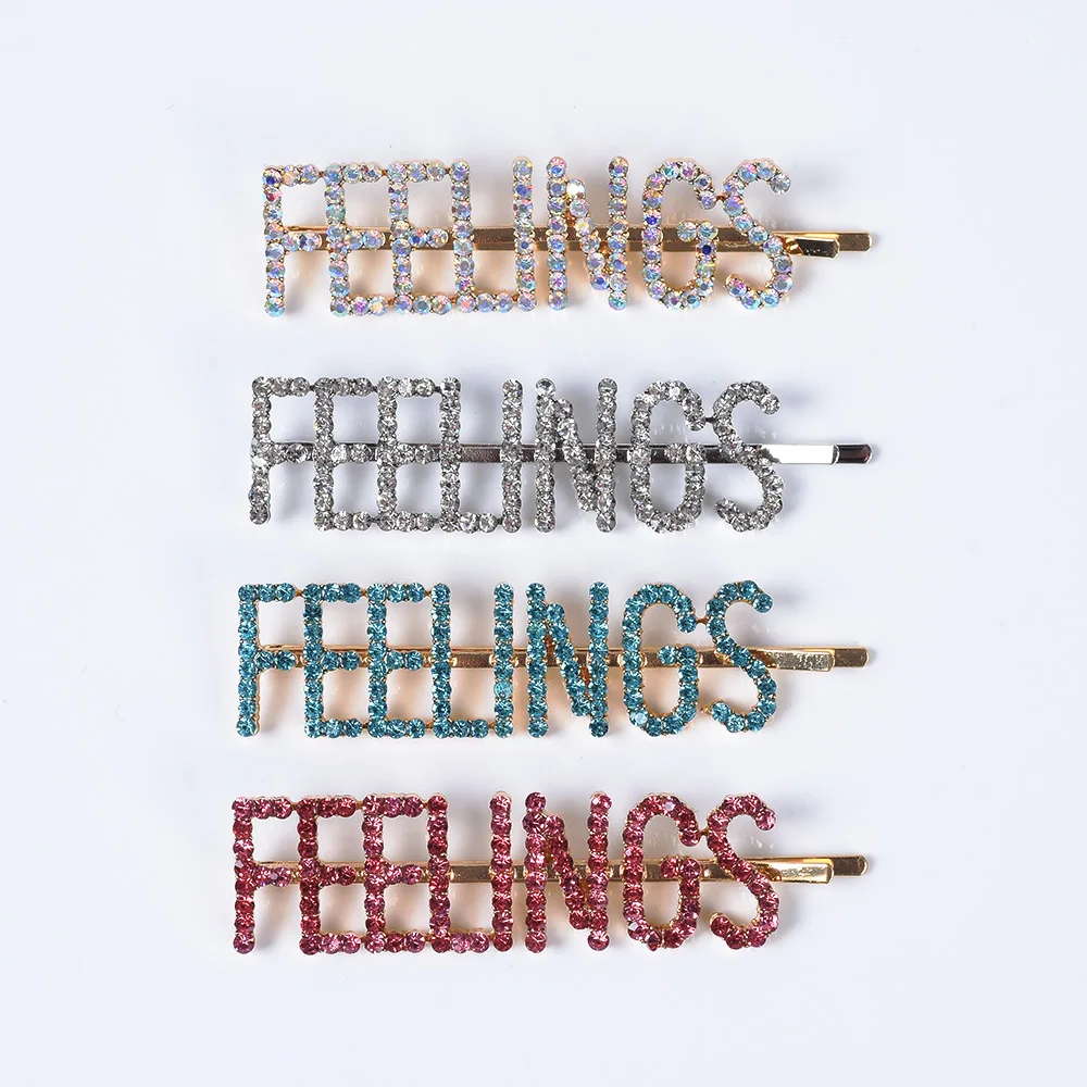 Luxuy Crystal Letter FEELINGS Hairpins Women Girls Lovely Barrettes Headwear Hairclips Faux Pearl Rhinestone Alphabet Hair Clip | Украшения