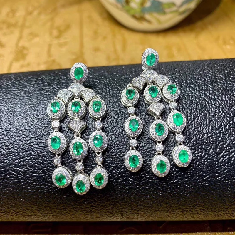 CoLife Jewelry 100% Natural Emerald Drop Earrings for Wedding 20 Pieces Real 925 Silver | Украшения и аксессуары