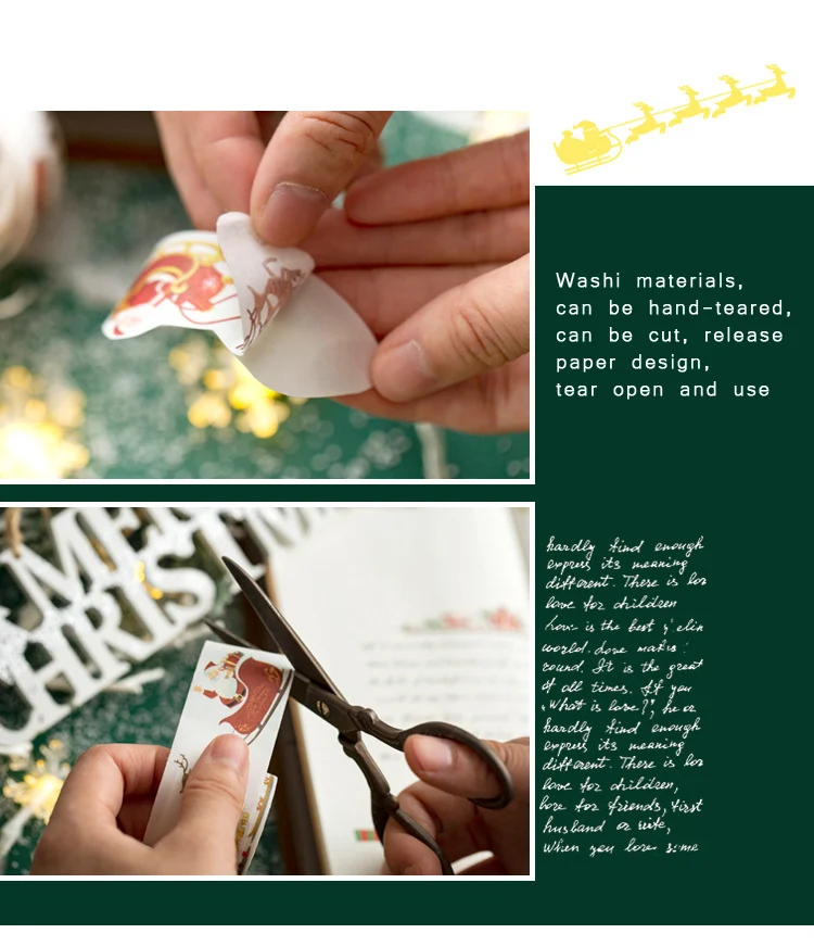 10pcs/set Happy Christmas cute Release paper tape set Lovely New Year style decorative tape bullet journal sticker kawaii