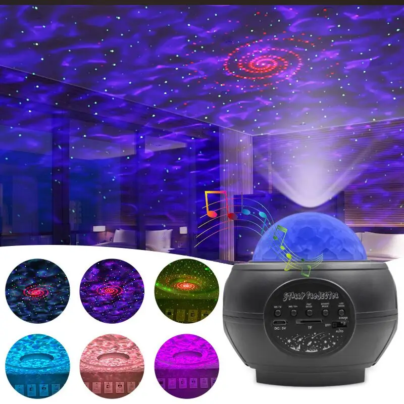 USB 5 в Bluetooth Музыкальный проектор звездного неба ночной Светильник океанская волна Звездный проектор атмосферная лампа для детей подарок дл...