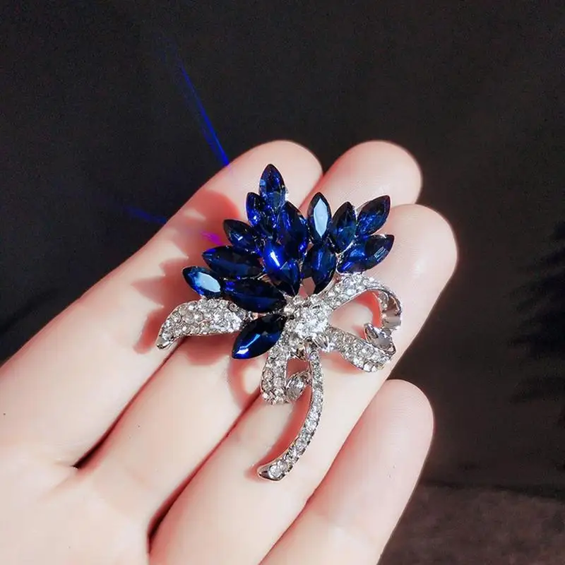 Мужская брошь в виде букета бутоньерка с кристаллами Ювелирное Украшение для