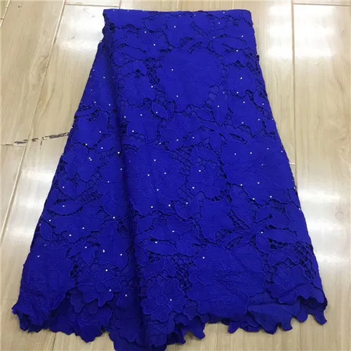 royal blue Шнур кружево для нигерийских вечерние детские розовые кружевная ткань гипюр кружевная ткань с камнями tissu dentelle африканская ткань для платья 5yard - Цвет: royal blue