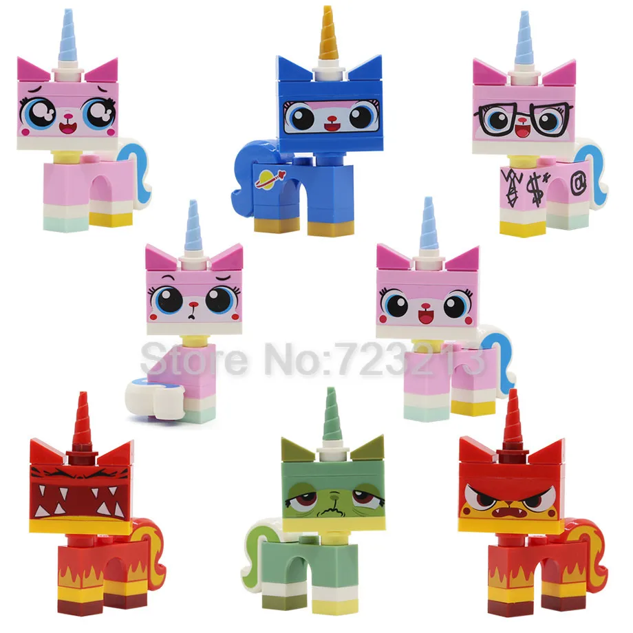 Мультяшная милая фигурка кошки Unikitty Queasy Biznis злый Китти Астро строительные блоки