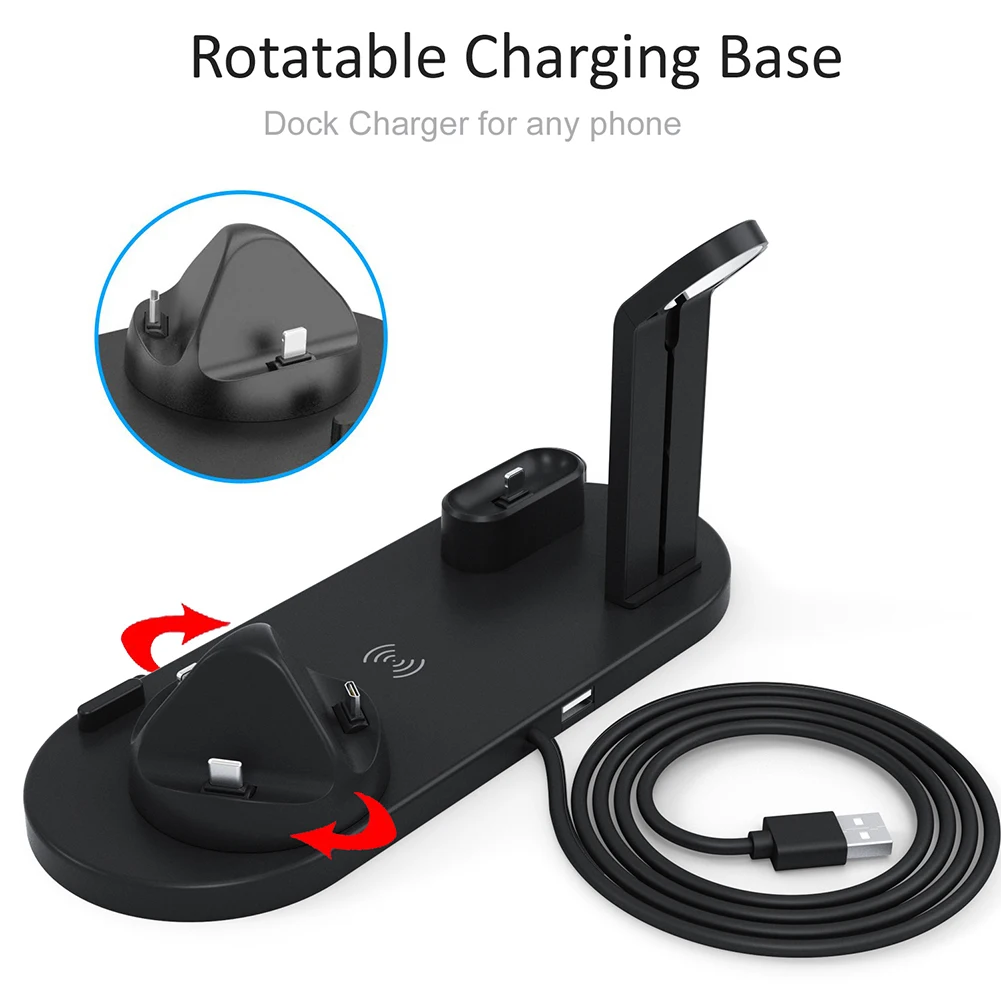 Беспроводное зарядное устройство Qi 4 в 1 Apple Watch док станция для зарядки iphone Micro USB