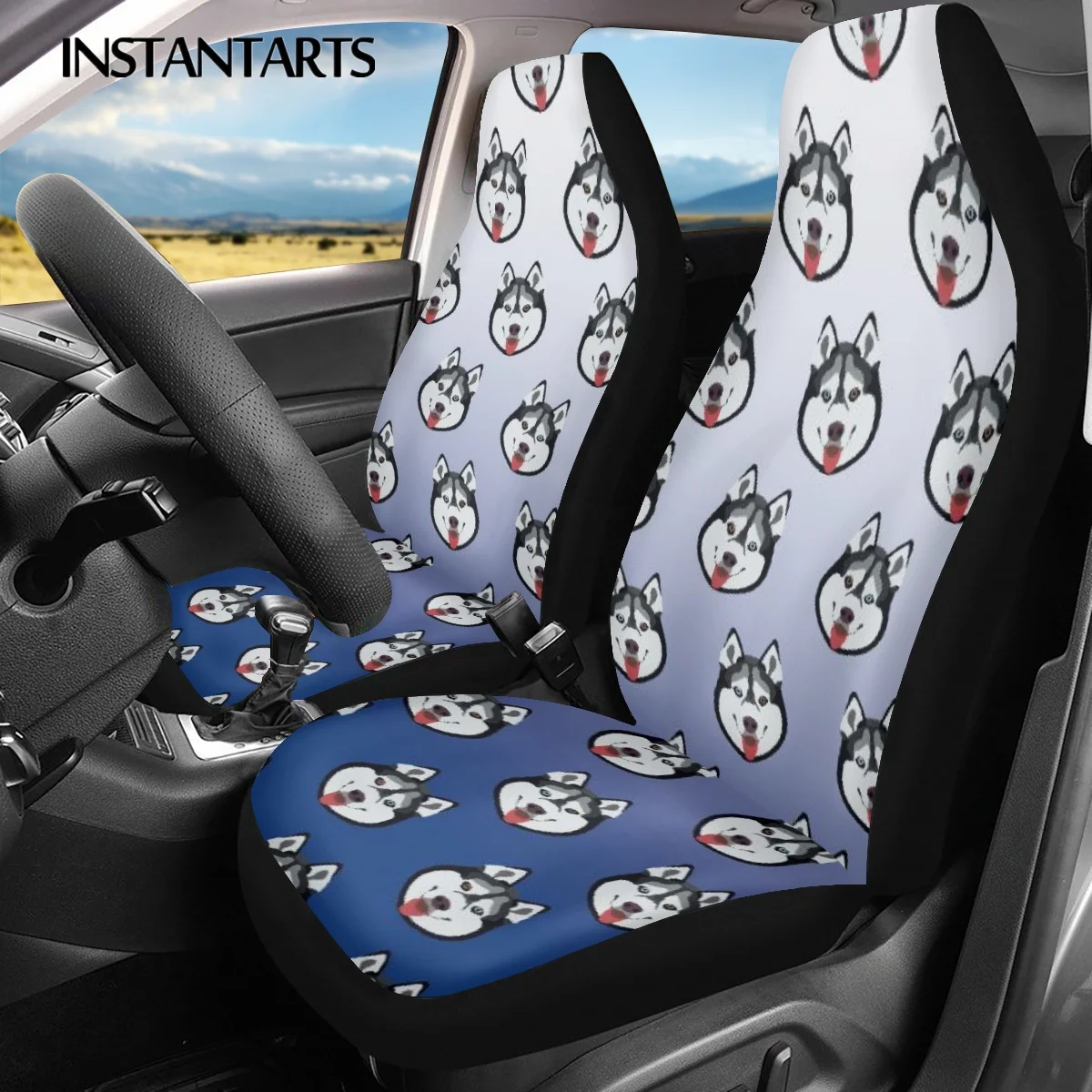 

INSTANTARTS German Shepherd Prints Easy Clean Vehicle Seat Covers Anti-Slip Car Accessories Car Interior Seat Covers 2pcs/Set