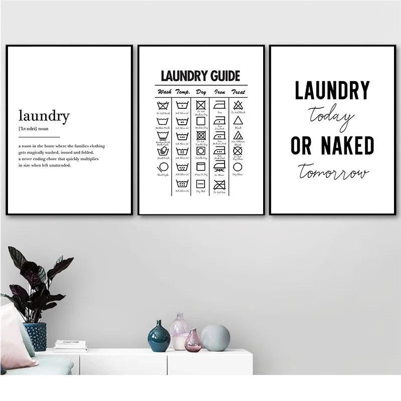 

Letter Laundry Symbol Guide Decoration Canvas Painting Simple Poster For Laundry Room Wall Decoration Home Decor