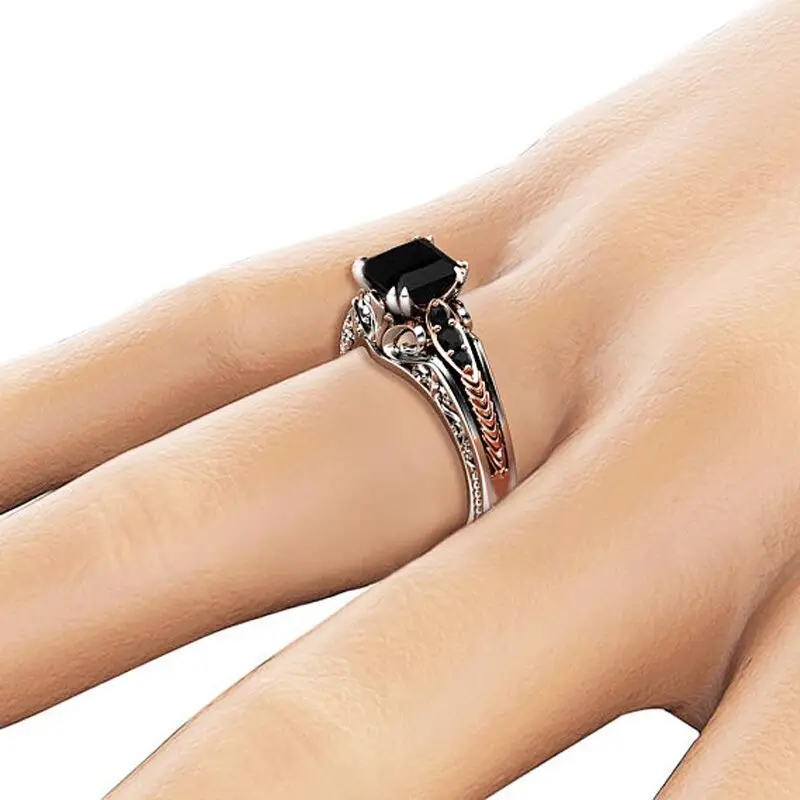 

New Fine Jewelry Factory Hot Sale finger ring fashion jewelry Black crystal beauty rings