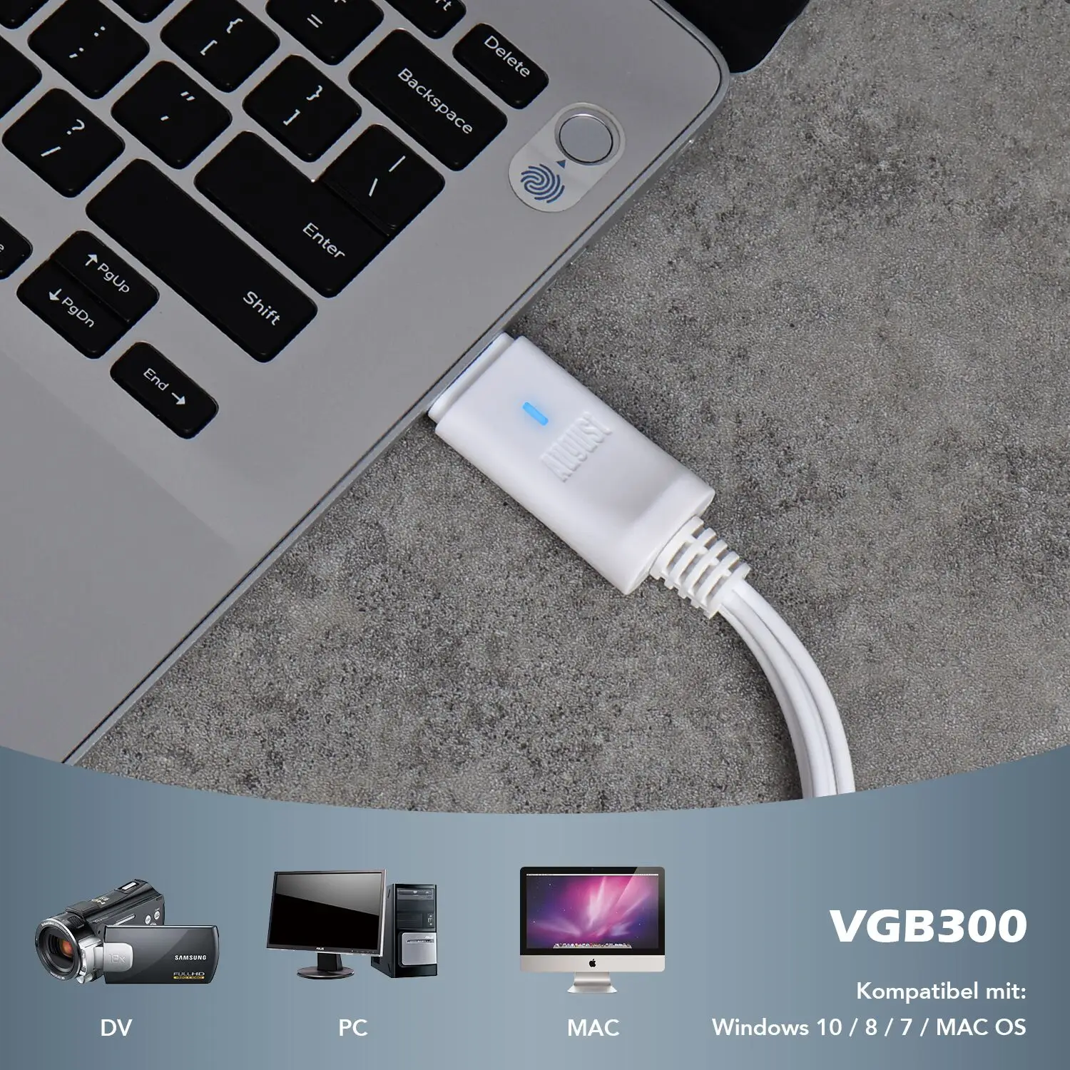 August VGB300 USB Карта видеозахвата для цифровизации аналоговых видео совместима с Windows