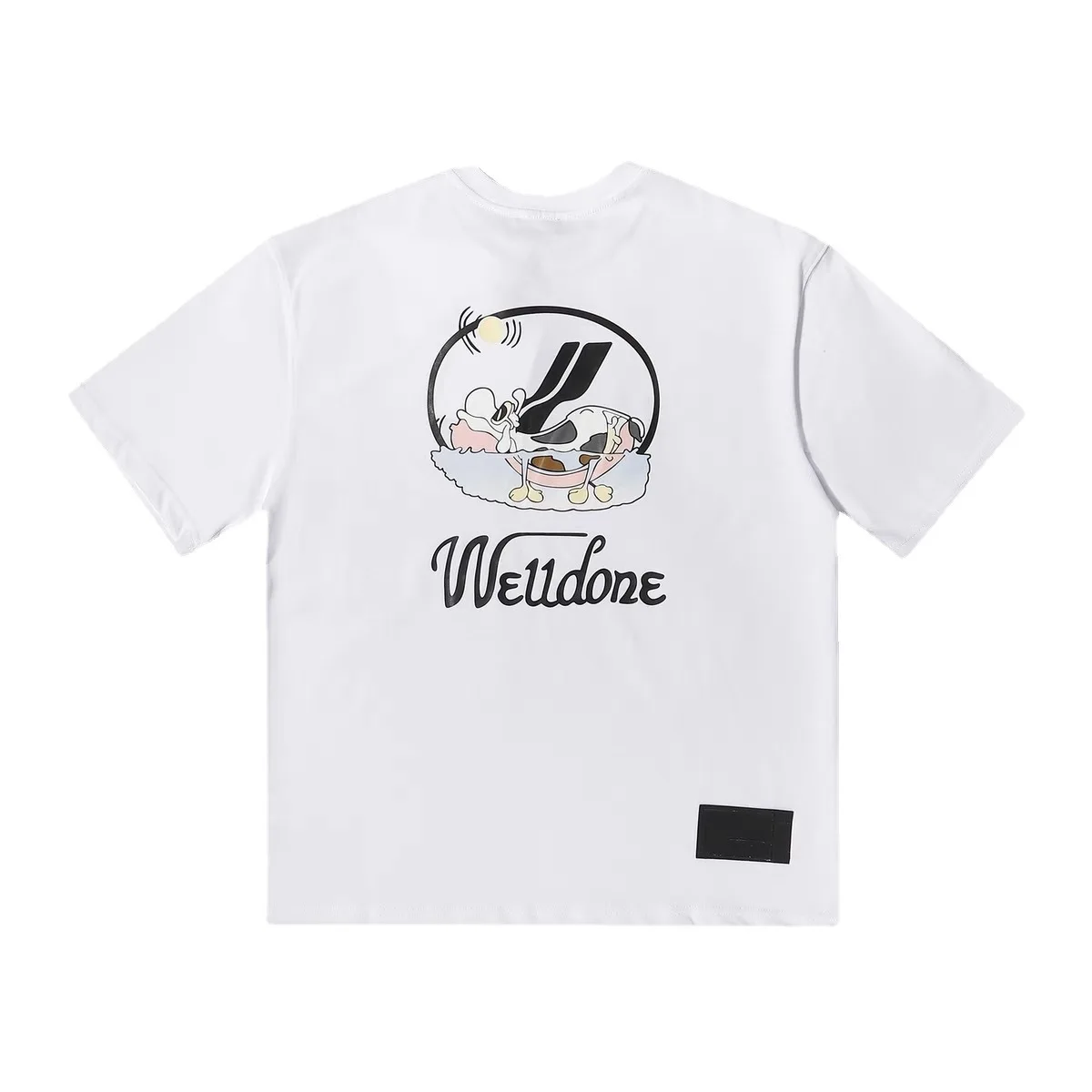 

We11done Summer New Korean Cartoon Graffiti Cow Short-sleeved Loose Round Neck Top T-shirt for Men and Women