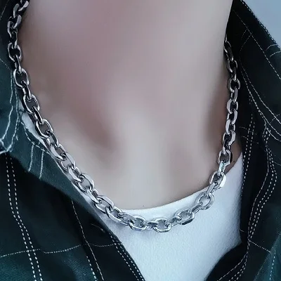 Ожерелье из Нержавеющей Стали Овальное круглой формы панцирная кубинская цепь