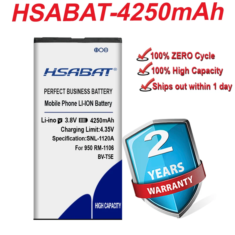 Сменные батареи HSABAT 4250 мАч для Microsoft Lumia 950 аккумулятор RM 1106 1104 110/BVT5E/BV T5E