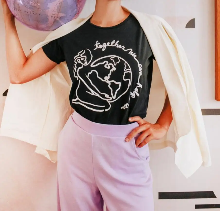 Женская футболка с принтом Защита Земли модная Винтажная графическим в стиле