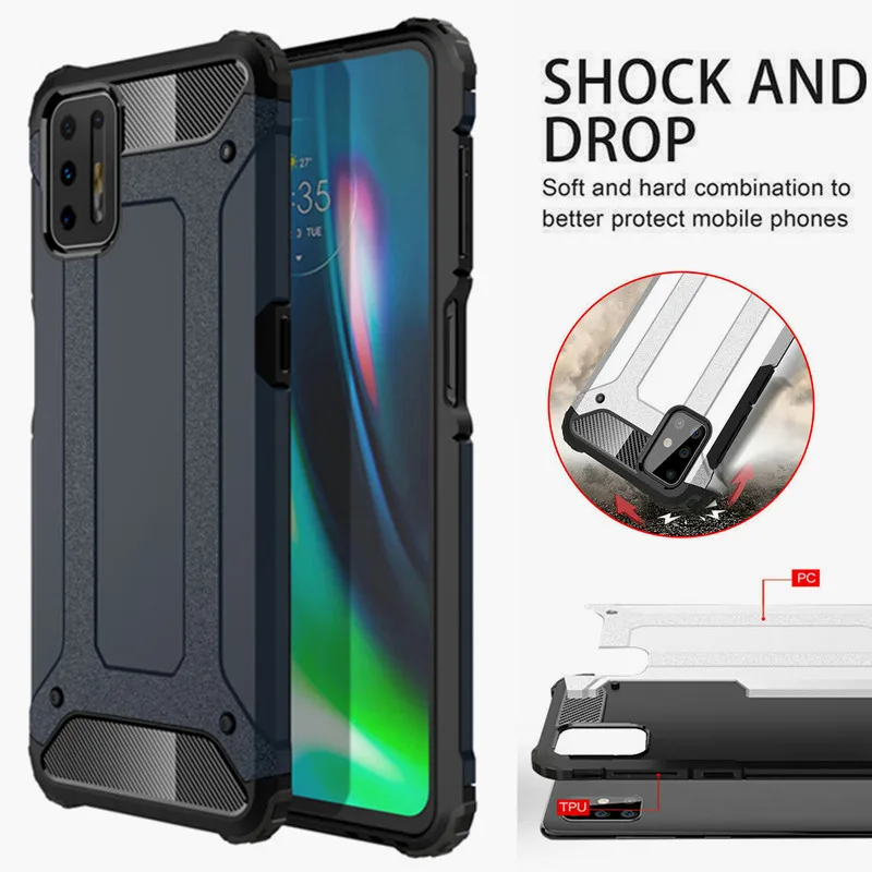

Чехол для Motorola G9 Plus, роскошный гибридный жесткий бронированный Прочный чехол для Moto G8 Power G7 Power One Fusion + E7 E 2020, полный корпус