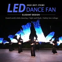 led silk fan veil bellydance fan veils silk led light show white blue prop accessories belly dance stage performance