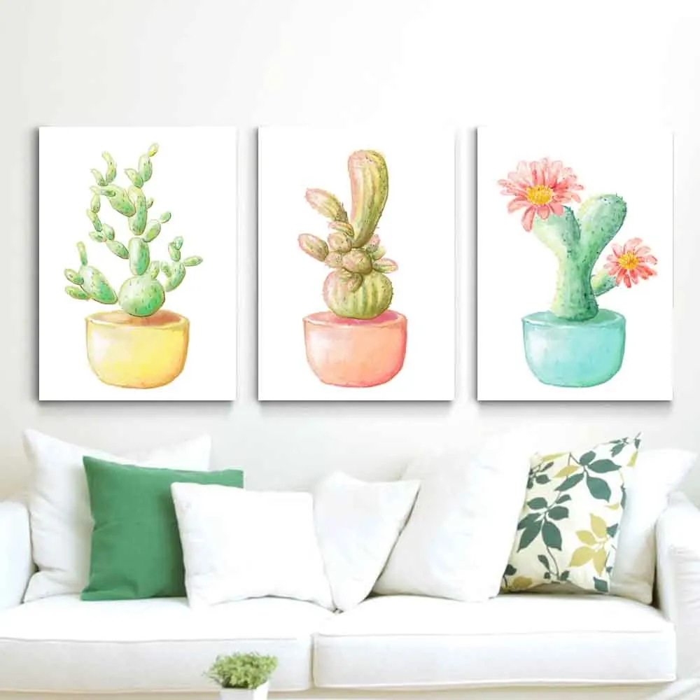 

Nordic simple still life oil painting cactus vase art canvas painting living room corridor office home decoration mural