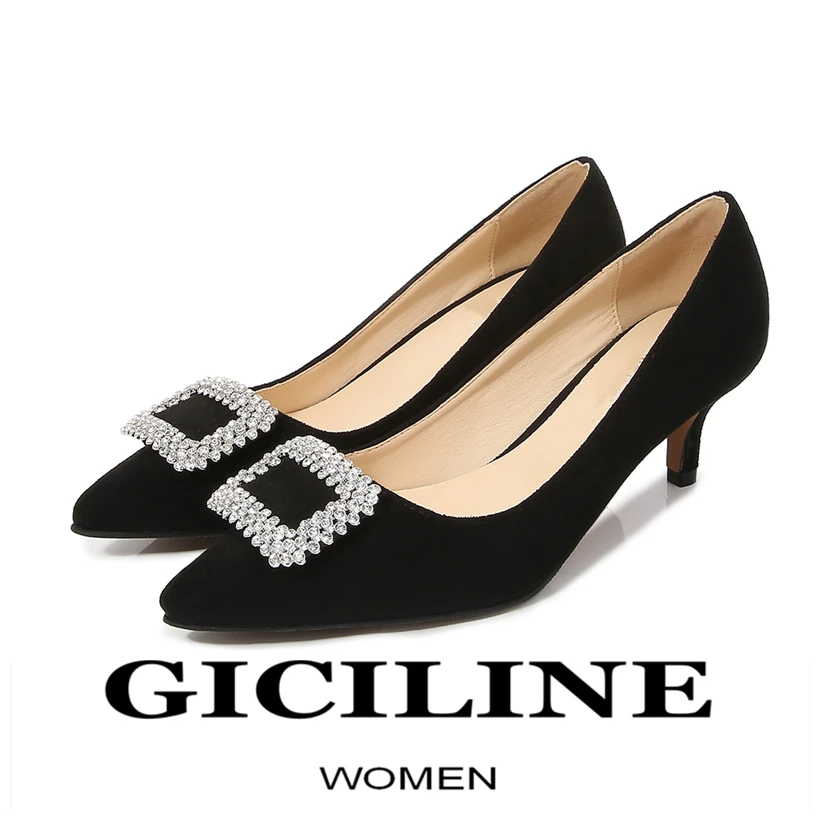 

Туфли-лодочки женские на высоком каблуке, из флока, с кристаллами