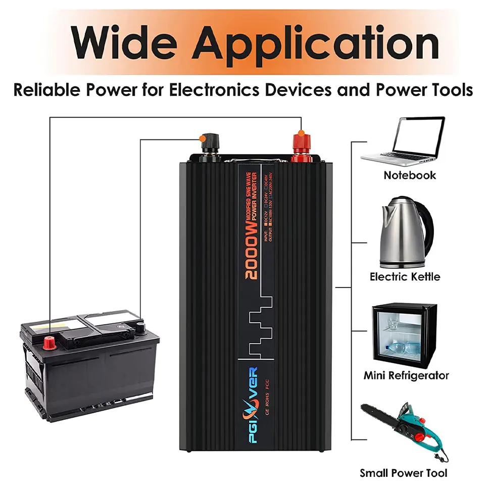2021 2000 Вт источник питания на внешнем аккумуляторе от 12 В постоянного тока до 110