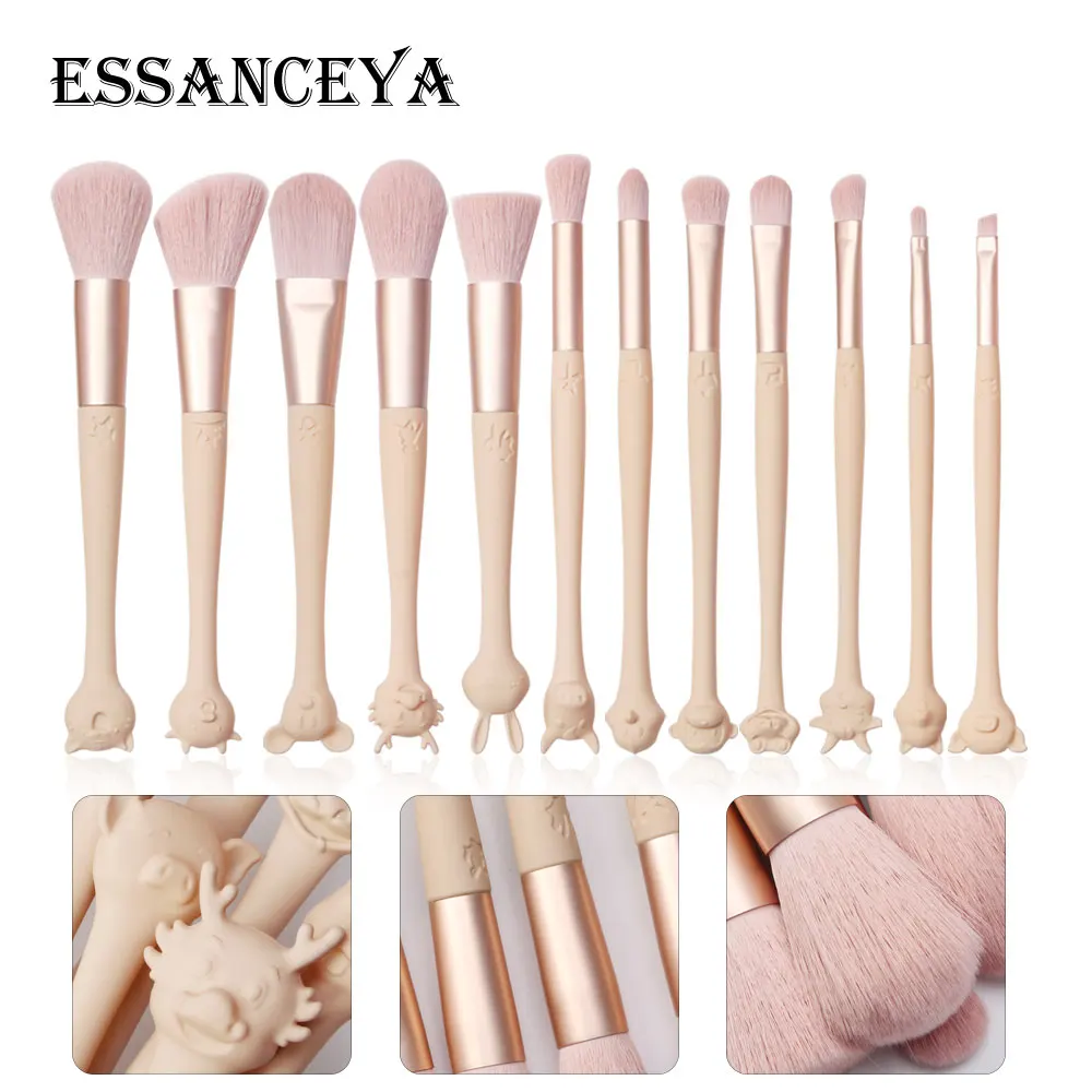 Набор кистей для макияжа ESSANCEYA набор из 12 розовая основа губ тени век румяна пудра