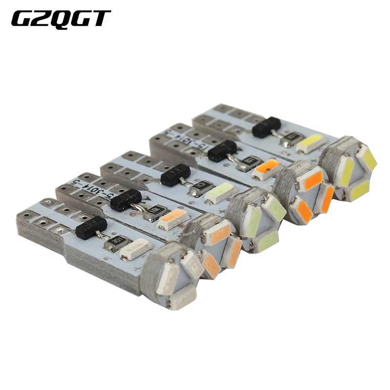 

T5 Canbus Free Error Wedge Car LED Bulb 3020 1206 3014 5SMD Lamp Interior Dashboard Gauge Light Red Green Yellow Ice blue Pink