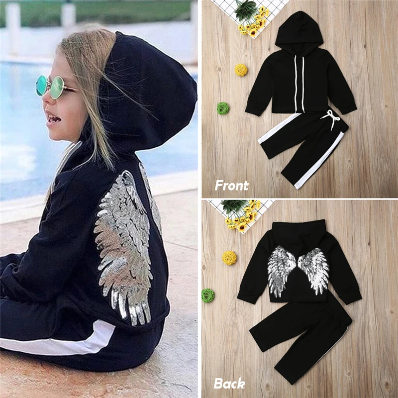 Костюмы для маленьких девочек комплекты одежды на осень и зиму топы с капюшоном