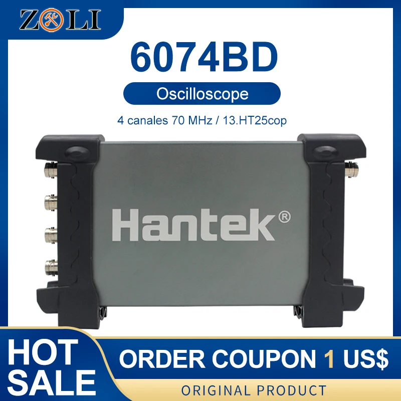 Цифровой USB осциллограф 4 канала 70 МГц полоса пропускания 1GSa/s Feal-time выборка antek 25 МГц генератор сигналов 6074BD