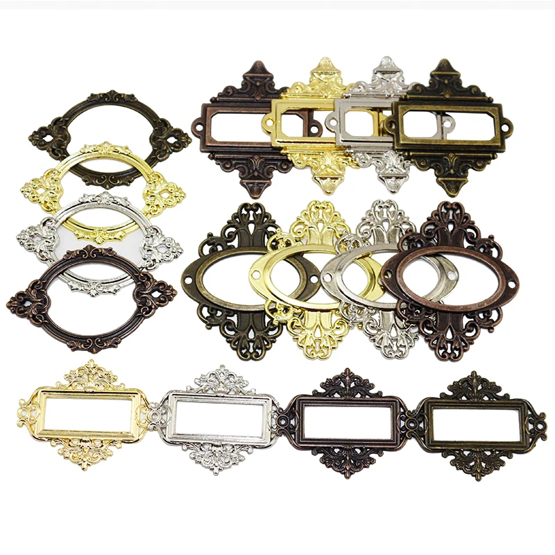 5 шт. антикварный резной медицины шкаф с выдвижными ящиками этикетка Pull рамки