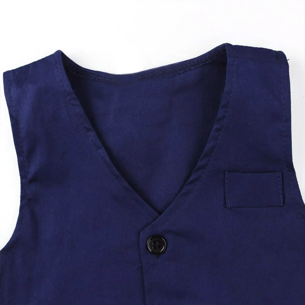 

Baby Boy Clothes Set Gentleman Wedding Suits Long Sleeve White Shirt+Waistcoat+Long Pants+Tie Formal Children Boys Clothes 1Set