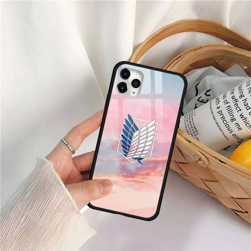 

Attack on titan anime Phone Case Tempered glass For iphone 11 12 PRO MAX X XS XR 5C 6 6S 7 8 plus