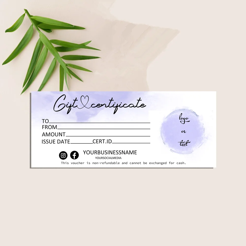 Фото Подарочная сертификат с логотипом ADD Your LOGO, Подарочный сертификат персикового коралла, Современная подарочная карта из розового золота, Подарочный сертификат с добавлением логотипа в социальных сетях №1