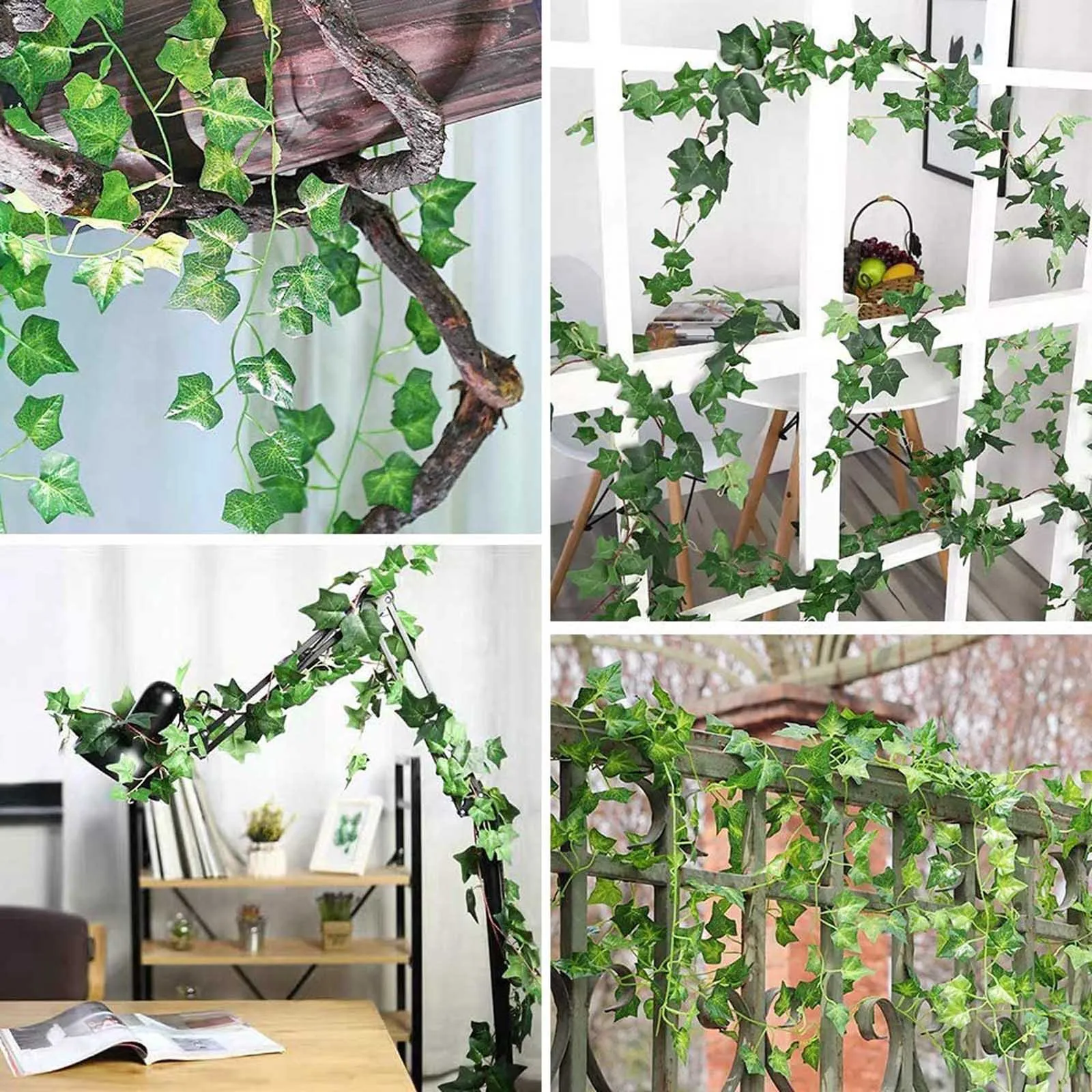 

15 Strands 86 FT Artificial Decoration Vivid Vine Rattan Leaf Artificial Lvy Leaf Vine Garland Fake Foliage Hanging Plants