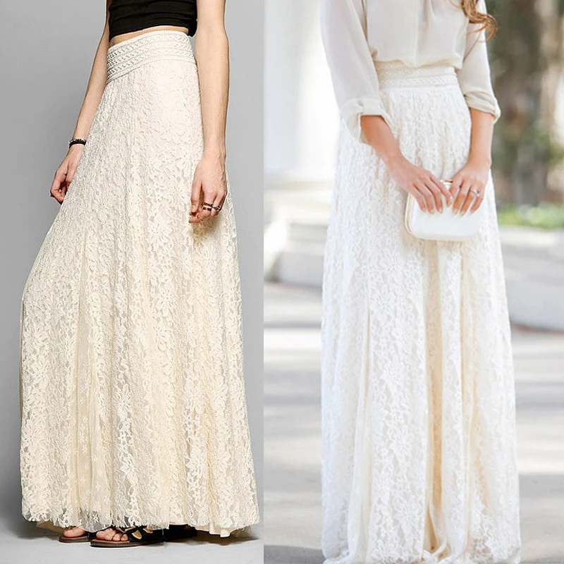 Летняя/Весенняя/Осенняя белая длинная юбка макси в стиле бохо новая Женская