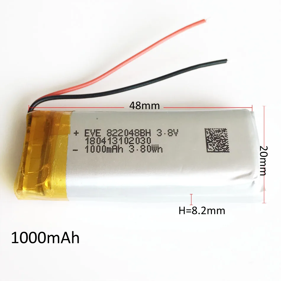 Литий-полимерная аккумуляторная батарея 3 7 1000 В 822048 мА/ч для MP3 GPS PSP гарнитуры
