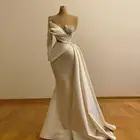 Женское вечернее платье-Русалка на одно плечо, с длинным рукавом и бусинами