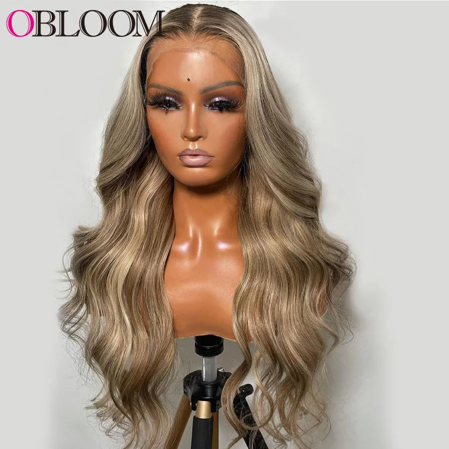 Honey Blonde Body Wave Wig 13x4 Lace Frontal Wig Human Hair Wigs Transparent Pre plucked Bleached Knots Wigs For Women Brazilian