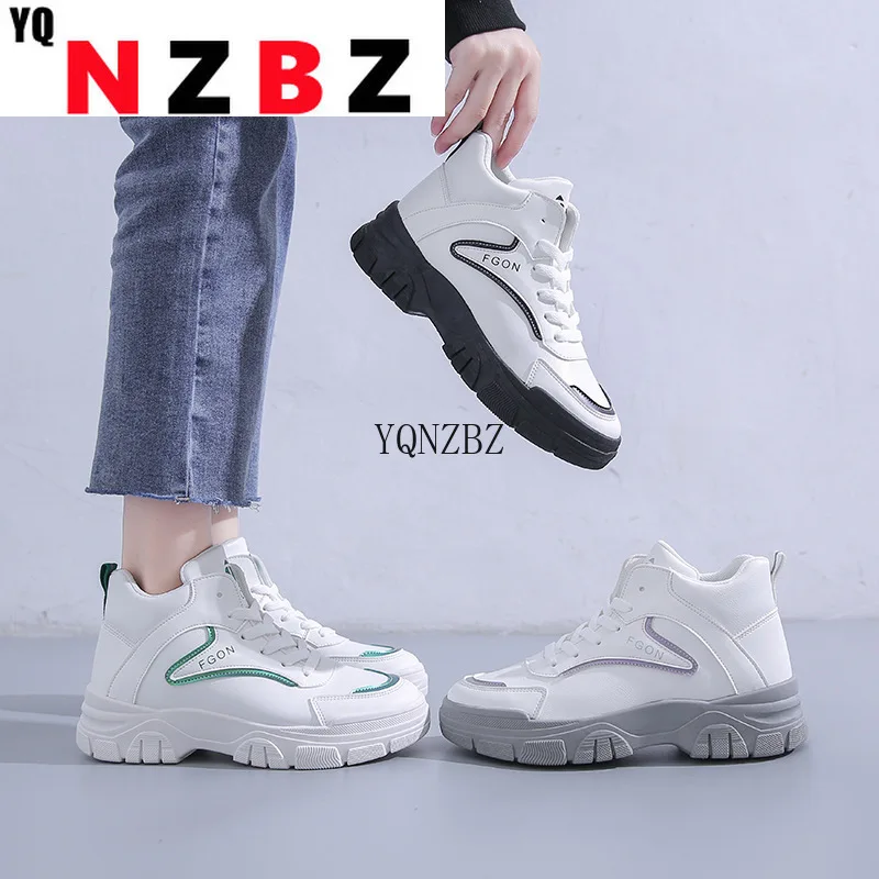 

Женские высокие кроссовки на платформе, белые кожаные кроссовки, удобная повседневная обувь на осень 2022