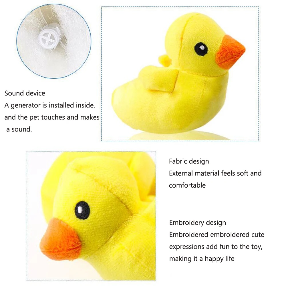 1 шт. милая мягкая плюшевая игрушка для домашних животных желтая утка скрипучие