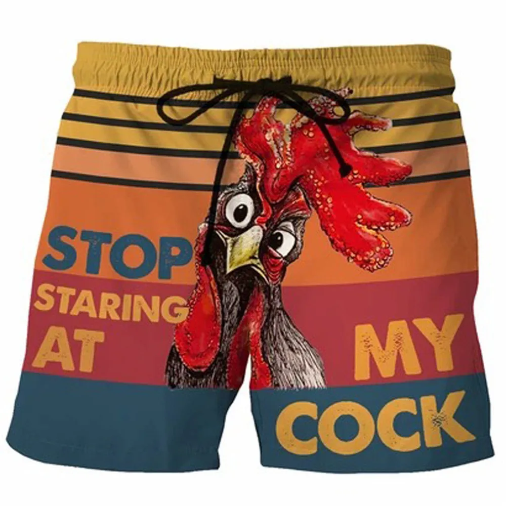 

Men's Shorts Beach Short Breathable Quick Dry Loose Casual Hawaii Printing Shorts Men's rooster print Shorts Plus Size