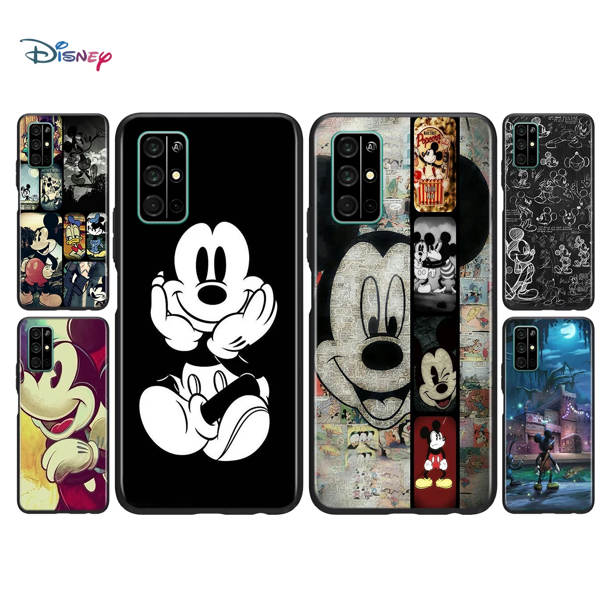 

Mickey Mouse Soft Black TPU Cover For Honor 20 30 20S 20E 30i 30S V20 V30 Lite Pro Plus 5G Phone Case Shell