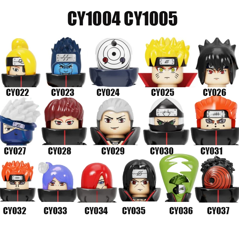 

2021 Anime Mini Building Block Figures CY1004 CY1005 Hatake Kakashi Uzumaki Uchicha Jiraiya Model For Children Head Toy WM6106