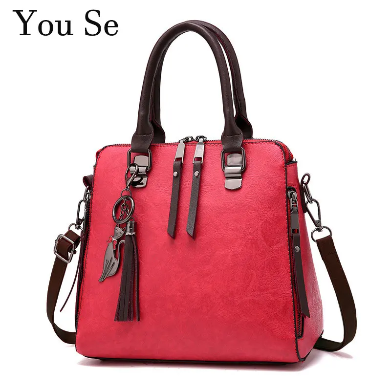 

Vintage PU Leather Ladies HandBags Women Messenger Bags TotesTassel Designer Crossbody Shoulder Bag Boston Hand Bags Hot Sale