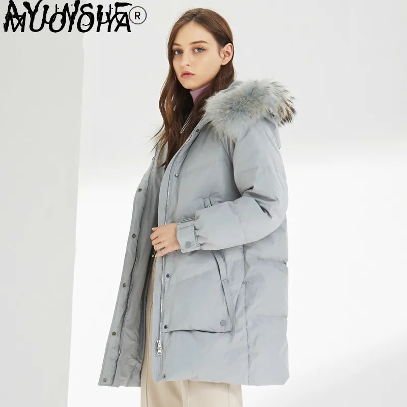 

Women's Down Jacket Warm Winter Coat Female Jacket Raccoon Dog Fur Collar Clothes Plus Size Women Parkas Mujeres Abrigos