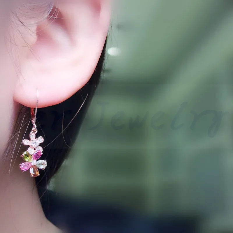 Естественный диопсид в форме цветка серьги подвески серебро 0 3ct * 10 шт. # R98902|gem