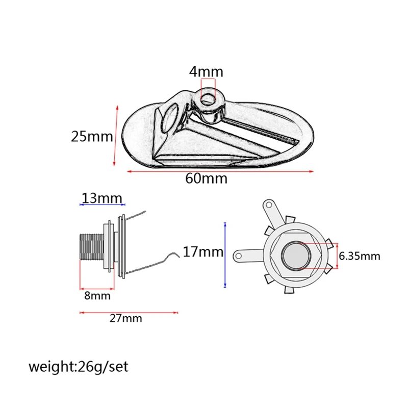 

Guitar Loaded Jack Socket Plate with Screws Boat Style Output Jacks for Electric Guitar Replacement Parts