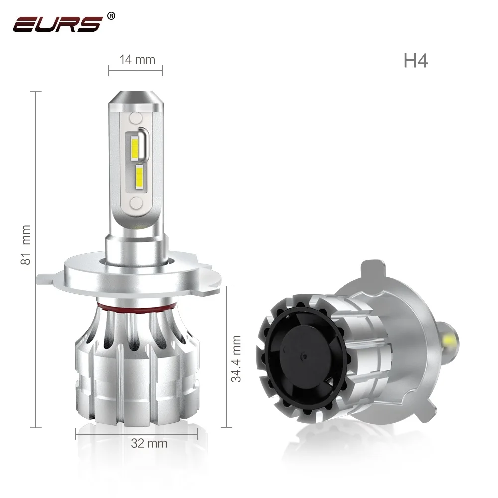 Светодиодсветодиодный фары EURS Mini H4 LED H7 9005 9006 Автомобильные s 6500 лм HB4
