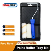 brakeman diy paint roller tray kit 4 inch 100mm foam and acrylic mini roller cover sets for small job painting decorative