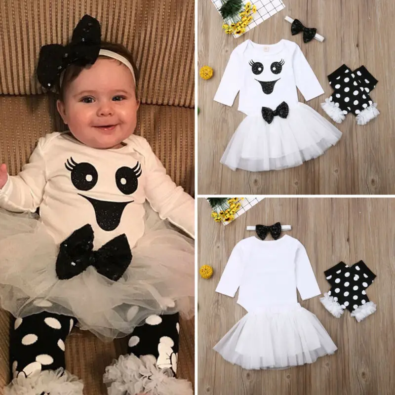 Emmababy 4 шт. наряды для новорожденных девочек на Хэллоуин одежда боди с длинным