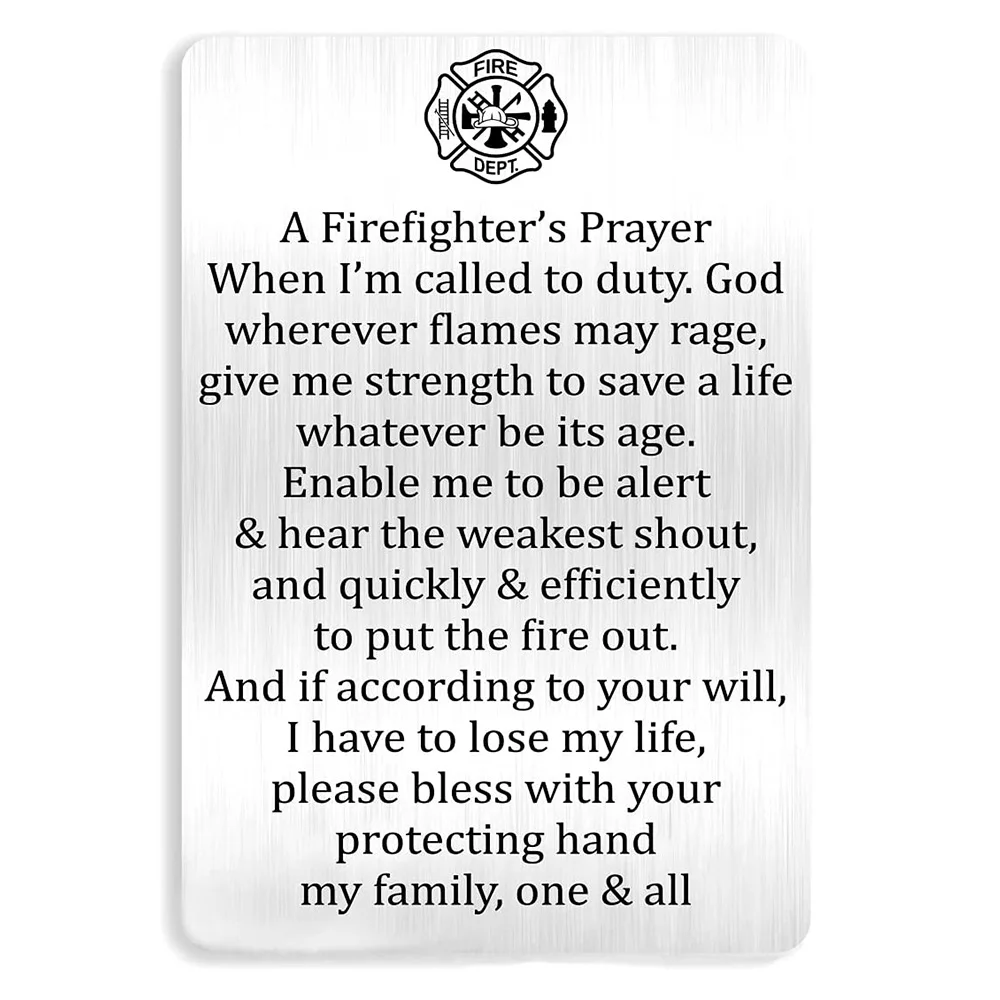 

Подарок пожарного, пожарный, металлический бумажник с гравировкой для молитвы, вставки для карт на день рождения, выпускной, рождественские...